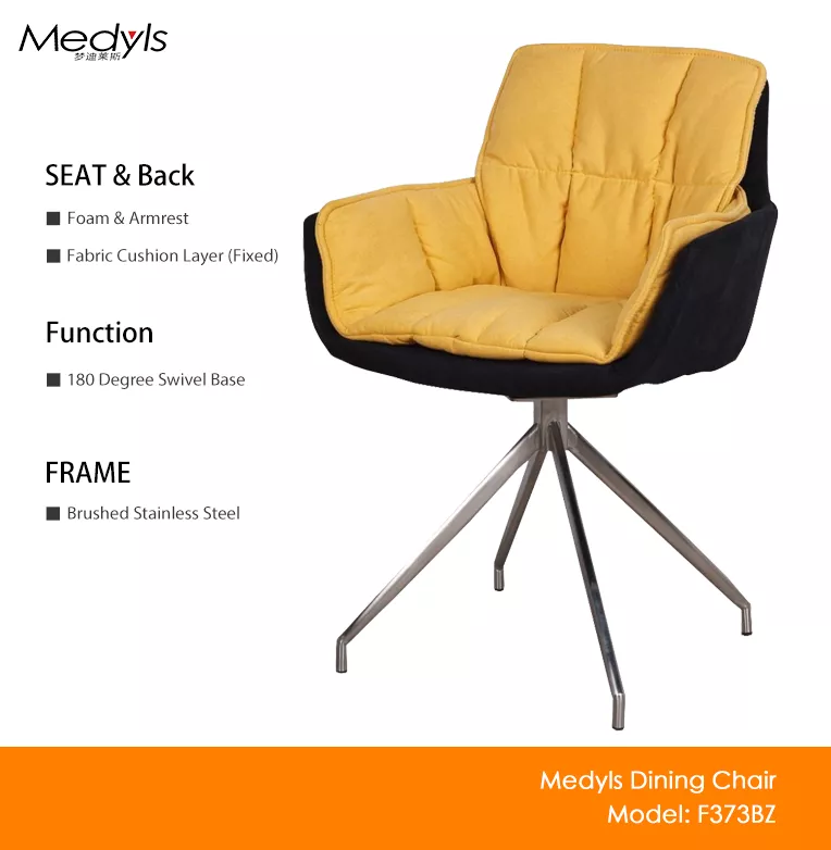 Frame Comfortable Armchair 180-degree Turning Metal with Fabric Modern for Dining Factory Outlet Vietnam Dining Chair Good Price