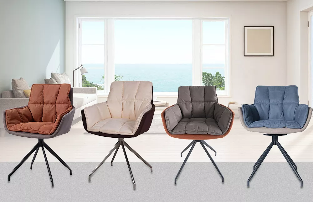 Frame Comfortable Armchair 180-degree Turning Metal with Fabric Modern for Dining Factory Outlet Vietnam Dining Chair Good Price