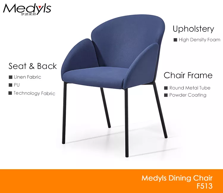 Modern Fabric&Sandy Black Powder Coating Restaurant Dining Room Chairs