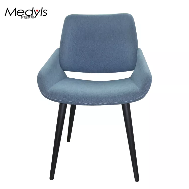 Circular Tube Metal Frame Upholstered With Blue Fabric Company  Comfortable Dining Chairs - Medyls