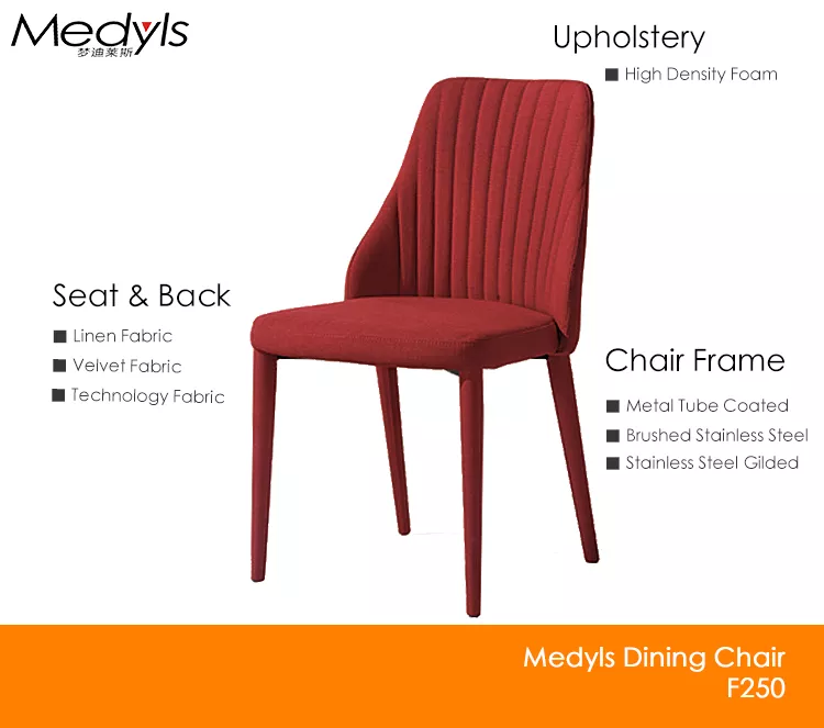 4 Legs With Red Fabric Cover Italian KD Design Metal Frame Upholstered With Linen Fabric Dining Room Chair  Britain Market