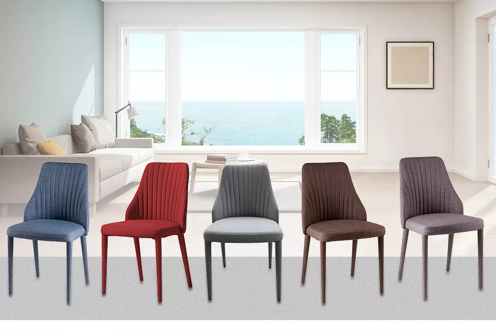 4 Legs With Red Fabric Cover Italian KD Design Metal Frame Upholstered With Linen Fabric Dining Room Chair  Britain Market