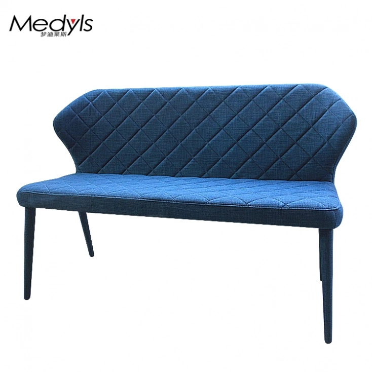 Unique Design Hot Sale Dining Bench Blue Linen FabricMetal Frame For Bedroom Living room Lobby Bench DINING BENCH-Medyls